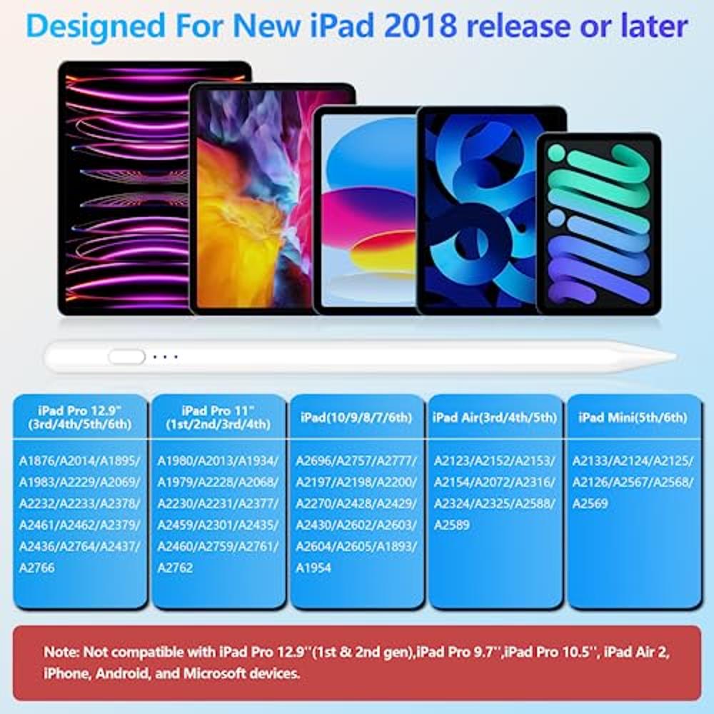 Hommie Lapiz iPad para iPad 2018-2023, con Apple Pencil 2 Puntas, Rechazo  Palma, Recarga Rápida, Compatible con iPad 10/9/8/7/6, Pro 11/12.9, Pro