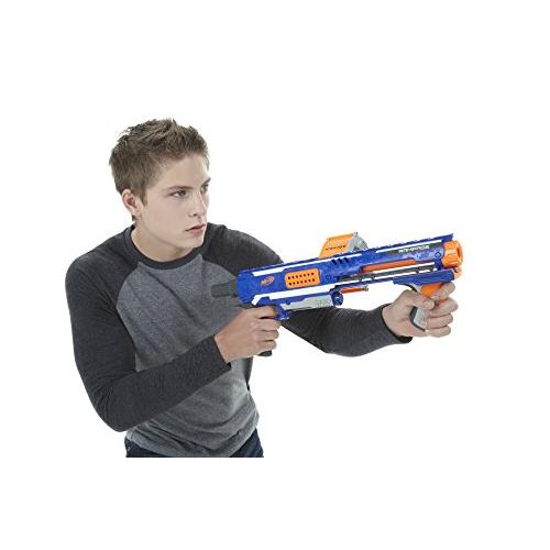 NERF Mega CycloneShock - Pistola de juguete, estilo de color Cybershock,  tambor de 6 dardos, 6 dardos AccuStrike, fácil cebado (exclusivo de )