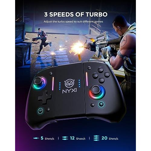NYXI Hyperion Meteor Light Wireless Joy-pad with 8 Color LED for  Switch/Switch OLED, Hyperion switch controller with RGB Lights,  Programmable, 6-Axis