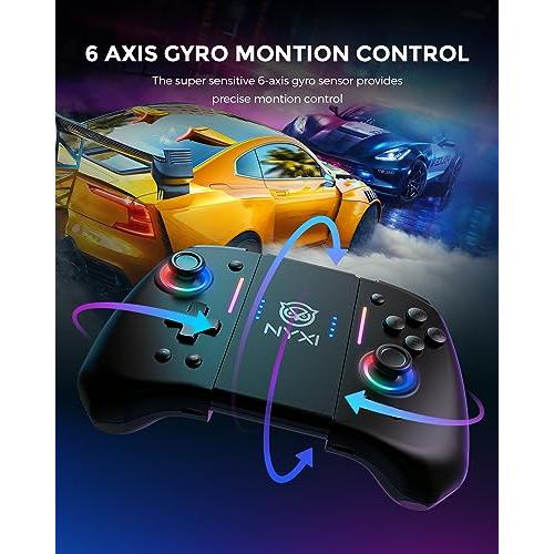 NYXI Hyperion Meteor Light Wireless Joy-pad with 8 Color LED for  Switch/Switch OLED, Hyperion switch controller with RGB Lights,  Programmable, 6-Axis Gyro, Turbo & Vibration