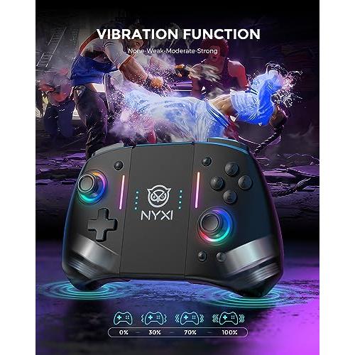 NYXI Hyperion Transparent Style Wireless Joy-pad with 8 Color LED for  Switch/Switch OLED, Hyperion switch controller with RGB Lights,  Programmable, joy cons nyxi 