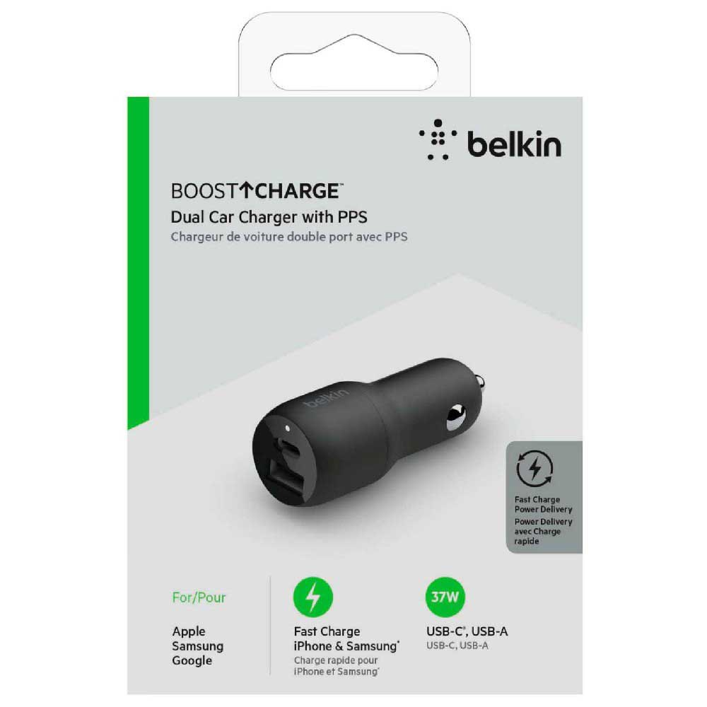 Belkin 37W Cargador de Carro USB-C 25W, USB-A 12W + Cable USB-C - iShop