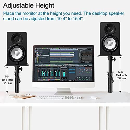 OUKMIC Par de soportes de altavoz de escritorio, soporte de monitor de  estudio de audio resistente, altura ajustable, bandeja universal de montaje  en