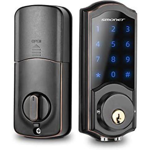 Cerradura de cerrojo para puerta, cerradura de puerta de entrada sin llave  Guarder con código/llave, cerradura de teclado de código temporal, IP65 300