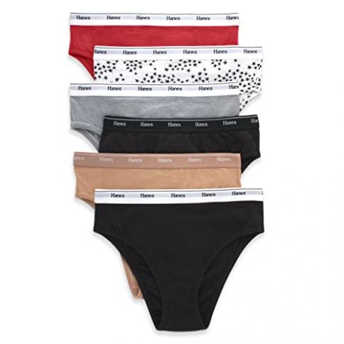 Hanes Women's Cotton Hi-Cut Panties, 6-Pack