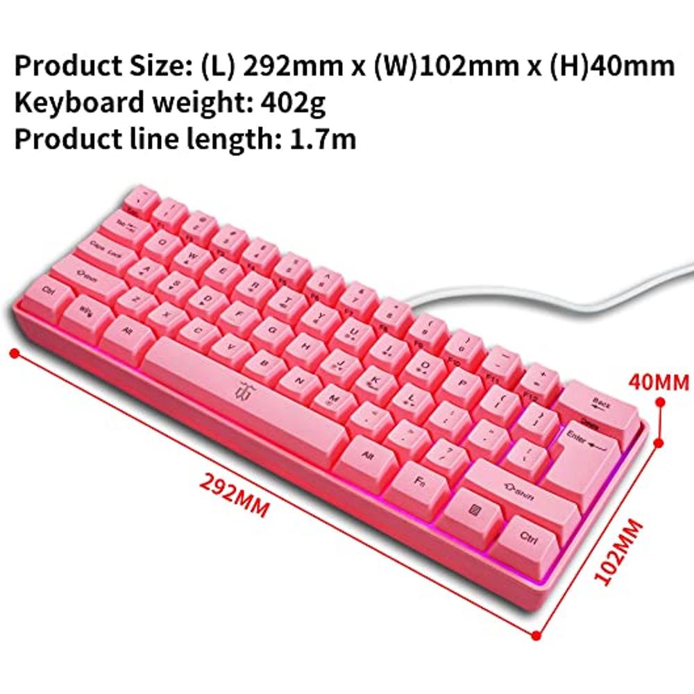 Teclado con cable para juegos, Mini teclado ultracompacto con  retroiluminación RGB, resistente al agua, pequeño y compacto, 61 teclas,  para PC/Mac - AliExpress