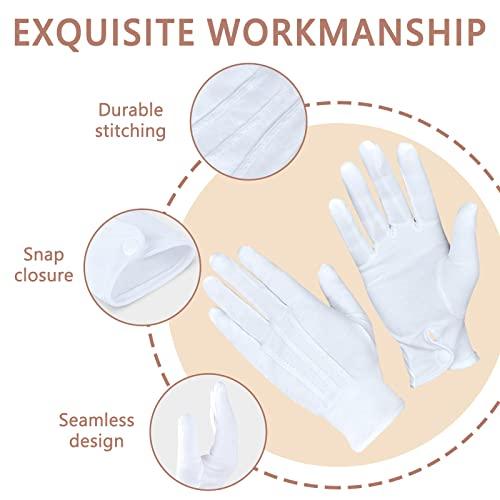6 pares de guantes de desfile de algodón blanco formal para disfraz de  esmoquin, guantes de guardia de honor con puño a presión, guantes de  inspección