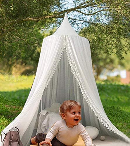 OldPAPA Kids Bed Canopy with Pom Pom Hanging Mosquito Net for Baby Crib