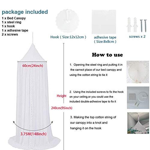 OldPAPA Kids Bed Canopy with Pom Pom Hanging Mosquito Net for Baby Crib