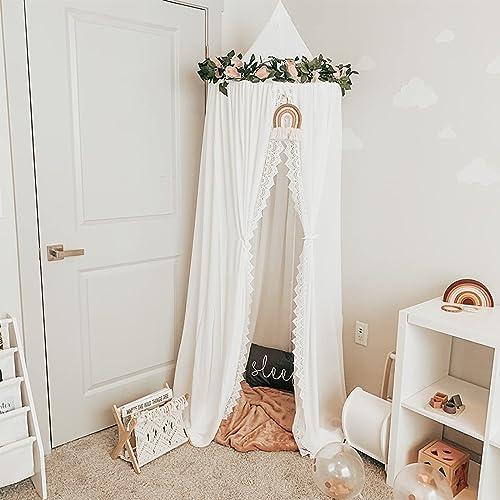 OldPAPA Kids Bed Canopy with Pom Pom Hanging Mosquito Net for Baby Crib