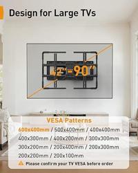 Perlegear AuraFrame™ Pre-Assembled TV Wall Mount with LED Light for 42″–90″ TVs up to 150 lbs, Full Motion Wall Mount, Tilt, Swivel  Extension, TV Backlights with Music Sync, Max VESA 600 x 400mm - Nombre de estilo TV Mount with LED Backlight