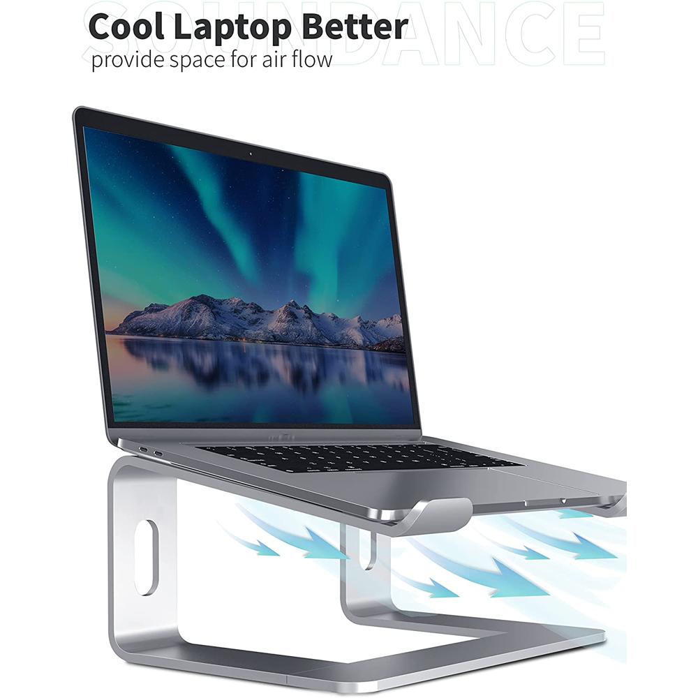SOAR Soporte portátil de aluminio para laptop, soporte para laptop de  altura ajustable para escritorio, soporte ventilado y ergonómico para
