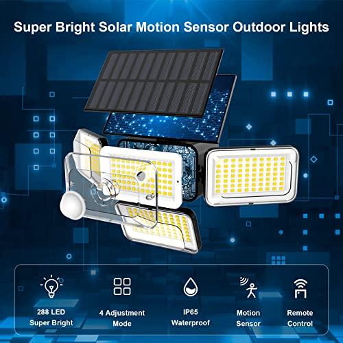 KERNOWO Luces solares para exteriores, 118 luces LED solares con sensor de  movimiento con control remoto, IP65 impermeable, luces solares de seguridad