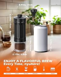 Rsoilch Manual Coffee Grinder With Ceramics Burr For Espresso,French Press,40 Adjustable Settings,Portable Hand Coffee Bean Mill For Home Use and Camping Travel,Coffee Bean Grinders With Hand Crank