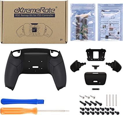 eXtremeRate Carcasa trasera de goma negra compatible con controlador PS5,  carcasa trasera de repuesto compatible con controlador ps5