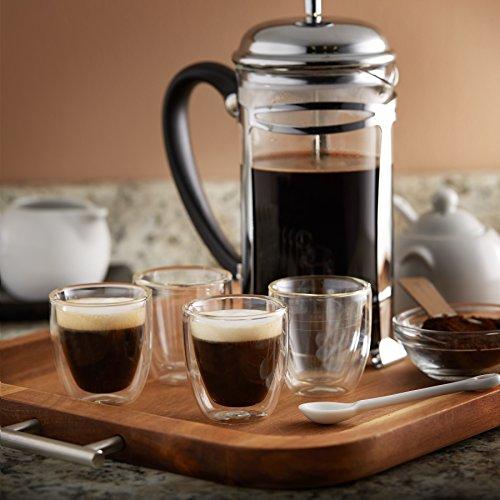 BTaT- - Tazas de café expreso, juego de 4 (5 onzas, 5.1 fl oz), tazas de  café de vidrio, tazas de vidrio de doble pared, tazas de capuchino, tazas  de