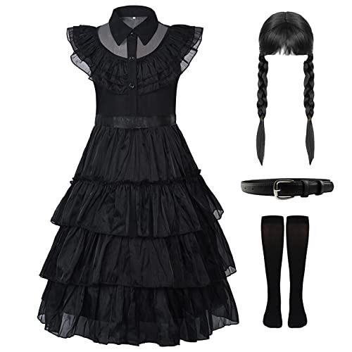 TSIZFXI Wednesday Costume For Girls Kids Cosplay Addams Dress Up ...