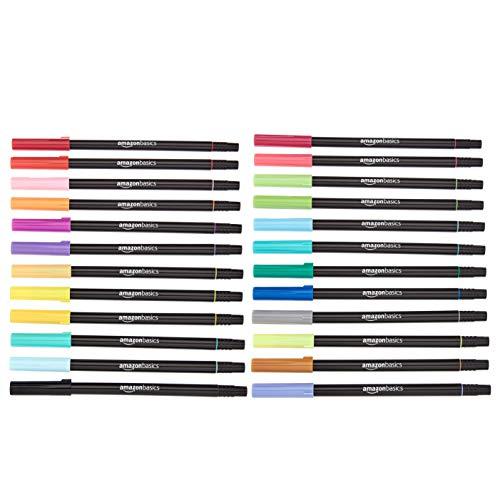 Amazon Basics Dual Tip Brush Pens - Blendable, Nylon Brush And Fine Tip ...