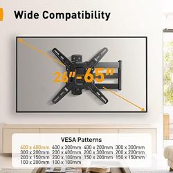 Perlegear Long Arm TV Wall Mount for 26-70 inch TVs up to 100 lbs, Corner TV Mount Bracket with 31.65 Extension, Swivel, Tilt Articulating Arms, Max VESA 400x400mm, Full Motion Wall Mount PGMF25B - Tamaño Fits 32-65 TVs / Max 400x400mm