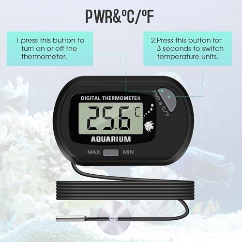 Thlevel LCD Digital Aquarium Thermometer, Fish Tank Thermometer with ...