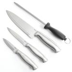 Juego de 4 cuchillos para carne de acero inoxidable, cuchillos de carne  afilados de 4.5 pulgadas, cuchillo de carne resistente al óxido con borde