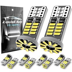 Zakolak 10Pcs 194 T10 168 W5W 2825 LED Bulb, Super Bright LED Car Interior Dome Map Camper RV License Plate Light Bulbs, Upgraded 25-SMD 3014 Chipsets 12V 400LM 6500K Xenon White - Color Xenon White