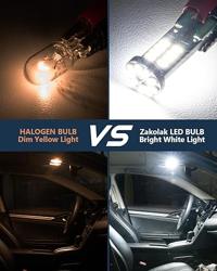 Zakolak 10Pcs 194 T10 168 W5W 2825 LED Bulb, Super Bright LED Car Interior Dome Map Camper RV License Plate Light Bulbs, Upgraded 25-SMD 3014 Chipsets 12V 400LM 6500K Xenon White - Color Xenon White