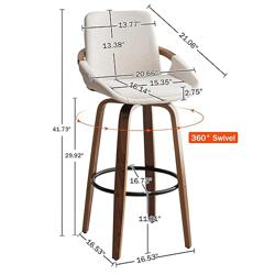 LUNLING 29.5 Bar Height Barstools Set of 2,Mid Century Modern Retro Bar Chairs Charcoal Beige Linen Look Fabric Upholstered and Walnut Wood Frame for Home Bar Furniture(Beige) - Color Beige - Tamaño 29.5-Set of 2