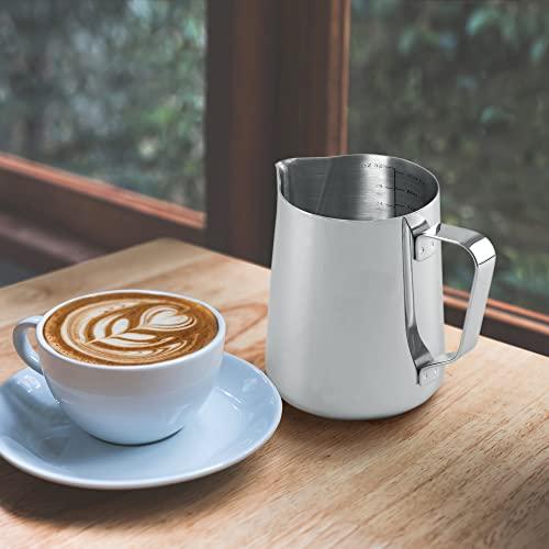 Jarra espumadora de leche jarra de acero inoxidable accesorios para máquina  de expreso con leche jarra al vapor capuchino café espumador de leche 12 –  Yaxa Guatemala