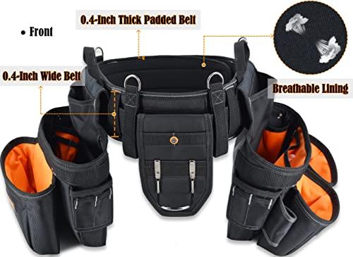 Tool Pouch 39Pockets Tool Belts For Men With Suspenders, Padded