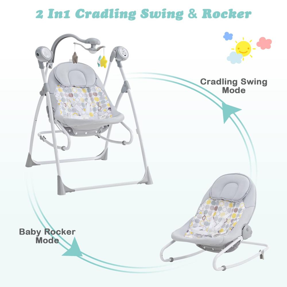 INFANS 2 in 1 Baby Swing and Bouncer for Infants, Portable Newborn
