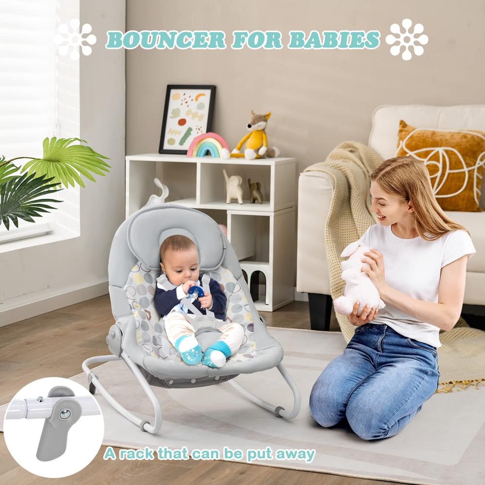 INFANS 2 in 1 Baby Swing and Bouncer for Infants, Portable Newborn