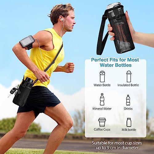 Water Bottle Bag with Strap, Mesh Water Bottle Holder Crossbody Water