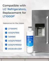 Waterdrop ADQ747935 LT1000PC Replacement for LG® LT1000P®/PC/PCS ThinQ® Refrigerator Water Filter, LFXS26973S, LMXS28626S, LMWS27626S, LFXS28596S, ADQ74793501 and LT120F® Air Filter, 3 Combo - Tamaño 3 Count (Pack of 1) - Set name Water Filter with Air Fi