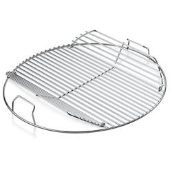 Weber 22-Inch Round Hinged Cooking Grate – Stainless Steel Replacement for Weber Charcoal Grills with Flip‑Up Sides, Easy Charcoal Access