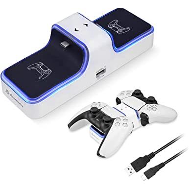 Snakebyte Cargador doble de carga doble para Playstation 5 - Estación de  carga para controladores DualSense - Cargador rápido para 2 controladores
