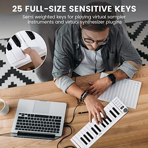 Asmuse 25 Key USB MIDI Keyboard, Bluetooth Sensitive Keys MIDI