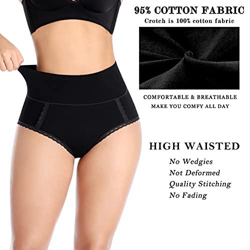 MISSWHO Women's High Waisted Cotton Underwear Soft Breathable Full