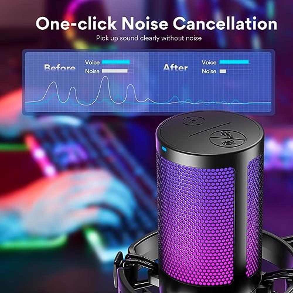  MAONO USB Gaming Microphone for PC, Noise Cancellation  Condenser Mic with RGB Lights, Mute, Gain for Streaming, Recording,  Podcast, Chat, Twitch, , Discord, Computer, PS5, PS4, GamerWave :  Electronics