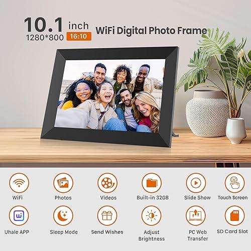 10.1" WiFi Digital Picture Frame - HD IPS Touch Screen, Share Photos Instantly Via App, 16GB Memory, Gift Ready