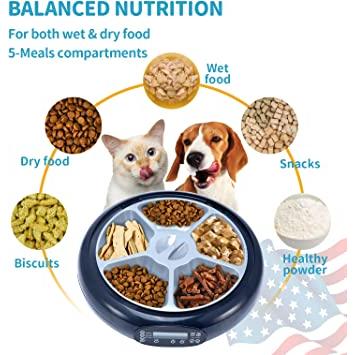 DC CLOUD Alimentador Automático para Gatos Dispensador Automático De Alimento para Perros con Temporizador Programable Alimentador Automático Extraíble Alimento Seco para Gatos EU 