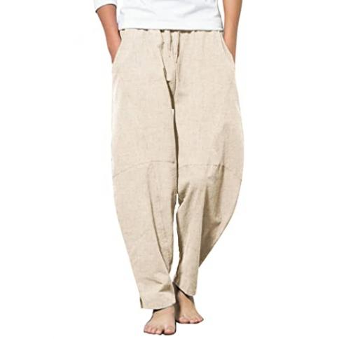 COOFANDY Pantalones Harem de Lino para Hombre Pantalones de Playa de Yoga  Hippie Sueltos Informales - Tamaño Mediano - Color Caqui : Precio Guatemala