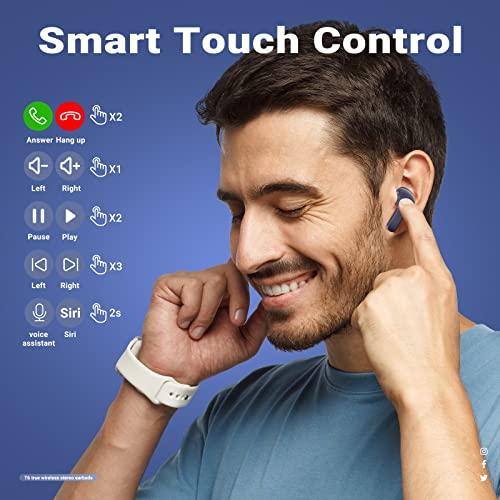 Auriculares Bluetooth con micrófono dual CVC8.0, cancelación de ruido,  auriculares inalámbricos V5.0, auriculares inalámbricos para teléfono móvil  para iPhone, Samsung, smartphone, coche, oficina, : : Electrónica