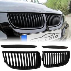 BILLDIO E90 Grille - Black Kidney Single slats Grill Compatible With 2005-2008 BMW 3 series E90 320i 325i 325xi 330i 323i 328i 328xi 335i 335xi,ABS Gloss Black Kidney Grill - Color Single Slat Gloss Black - Tamaño 2005-2008 E90