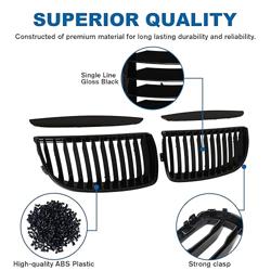BILLDIO E90 Grille - Black Kidney Single slats Grill Compatible With 2005-2008 BMW 3 series E90 320i 325i 325xi 330i 323i 328i 328xi 335i 335xi,ABS Gloss Black Kidney Grill - Color Single Slat Gloss Black - Tamaño 2005-2008 E90