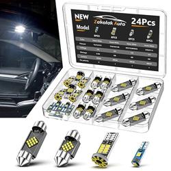 Zakolak 24PCS LED Interior Car Lights, Extremely Bright 6500K White LED Bulb Kit, Applicable to Dome Map Door Lights and Other Parts Replacement for Your Cars, to Help You See Inside The Car at Night - Color Xenon White