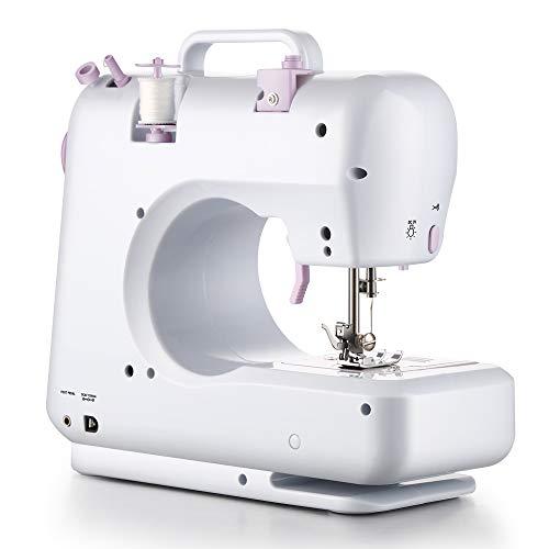 Irfora Máquina de coser eléctrica pequeña con pedal, 12 puntadas