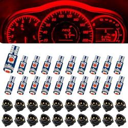 Damwot 74 Led Bulb Dash Lights Super Bright, T5 37 74 LED Bulb with Twist Lock Socket PC74 PC37, Dashboard Lights, Instrument Cluster Bulbs Kits,Pack of 20 (Red) - Color red