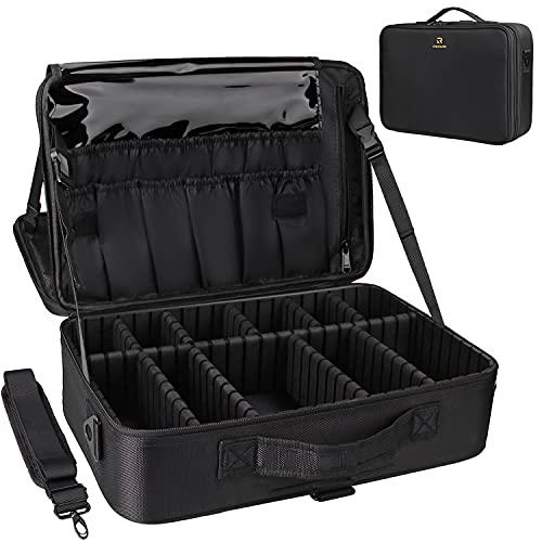 Relavel Makeup Brush Rolling Case Pouch Holder Cosmetic Bag Organizer Travel Portable 18 Pockets Cosmetics Brushes Black Leather Case, Size: 203 in