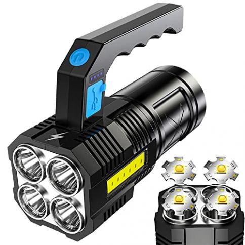  ZHUVATAR Linternas LED recargables de alto lúmenes, linterna  súper brillante de 100000 lúmenes con zoom con cable USB y 7 modos, IPX6  impermeable de mano potente luz de flash para emergencias